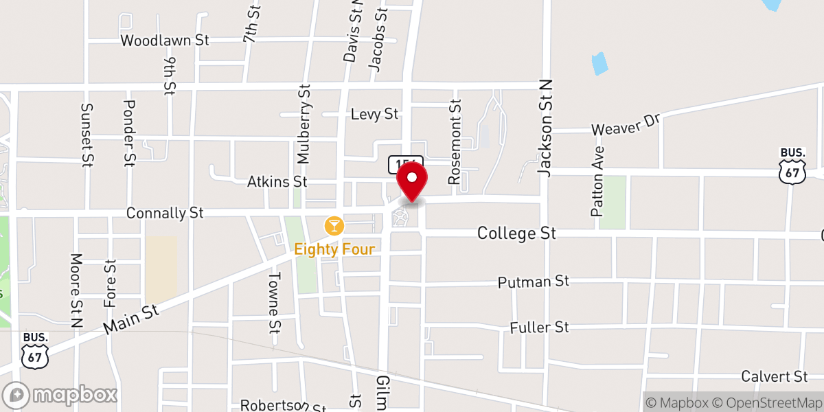 Map showing location of Hopkins County Courthouse