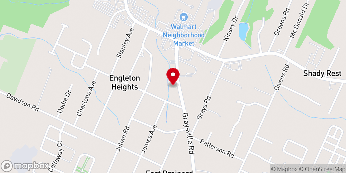Map showing location of East Brainerd Baptist Church