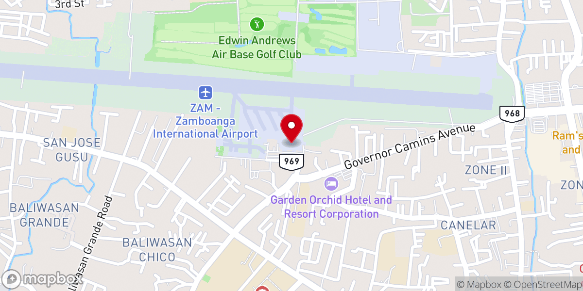 Map showing location of The Lady of All Nations Grotto