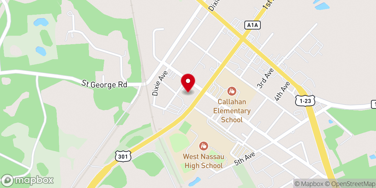 Map showing location of Callahan First Baptist Church