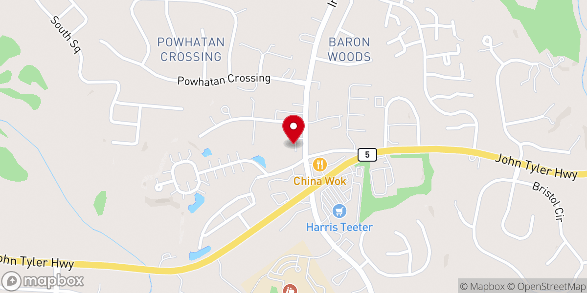 Map showing location of Jamestown Presbyterian Church