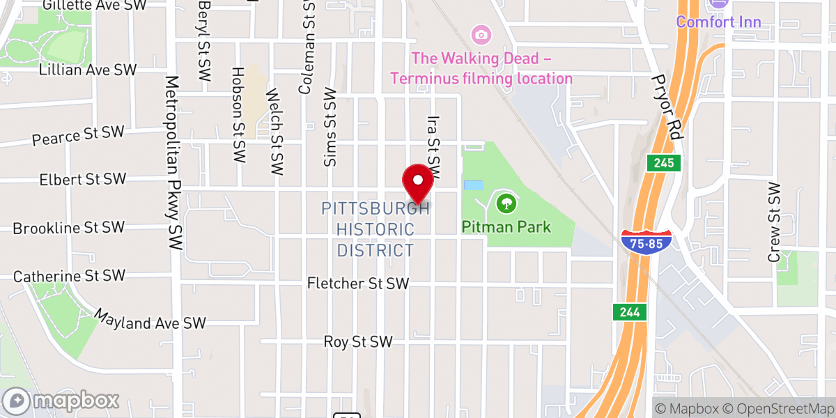 Map showing location of Ariel Bowen United Methodist Church
