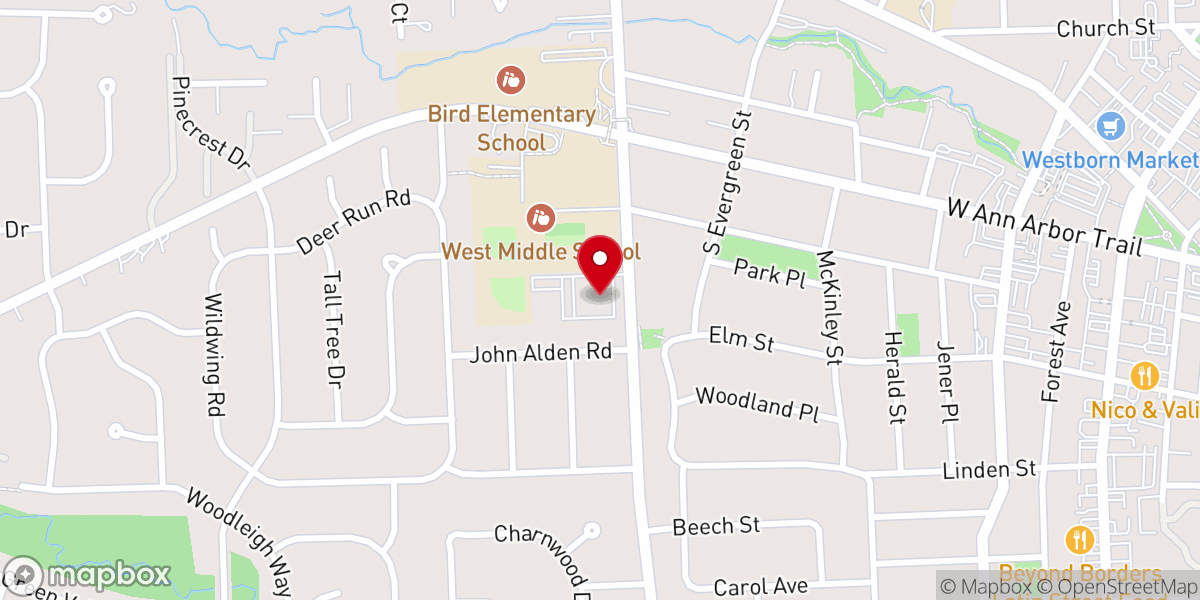 Map showing location of St John's Episcopal Church
