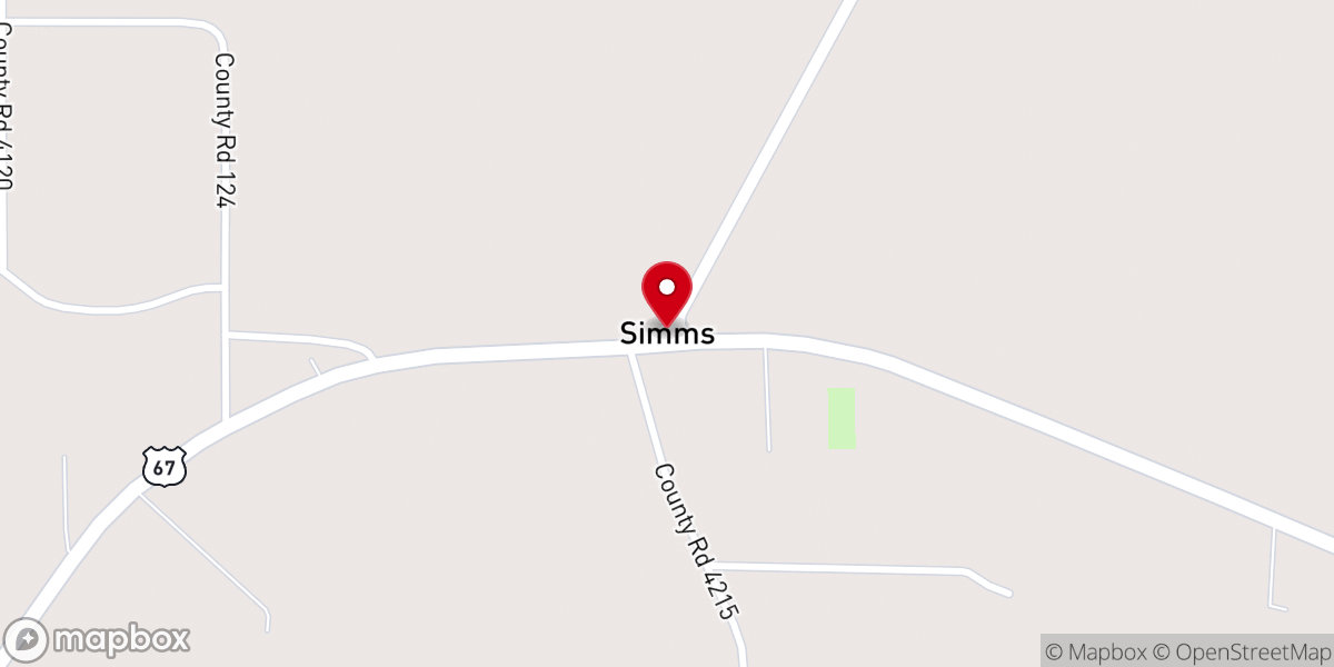Map showing location of Simms