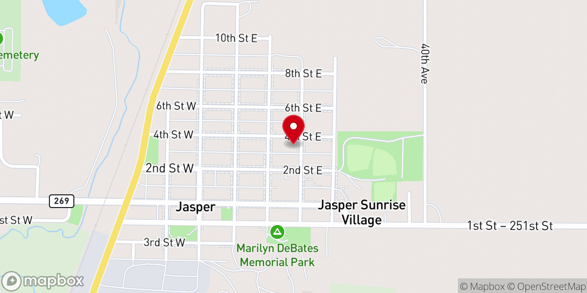 Map showing location of Jasper Community Church