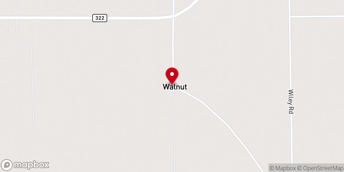 Map showing location of Walnut Baptist Church