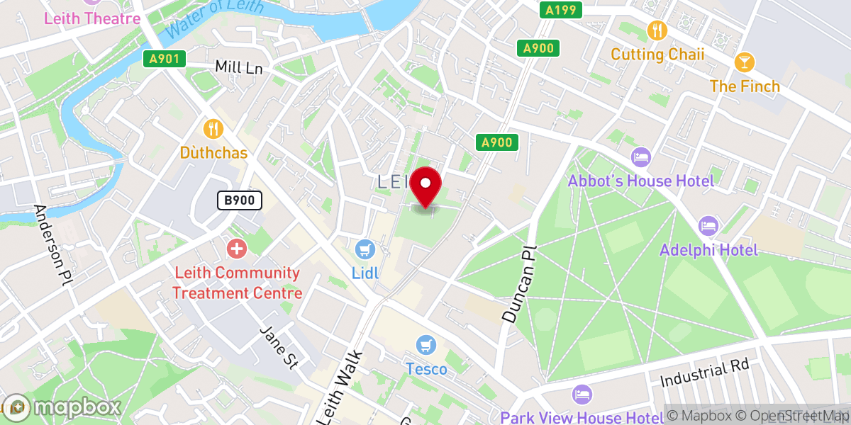 Map showing location of North & South Leith Parish Church