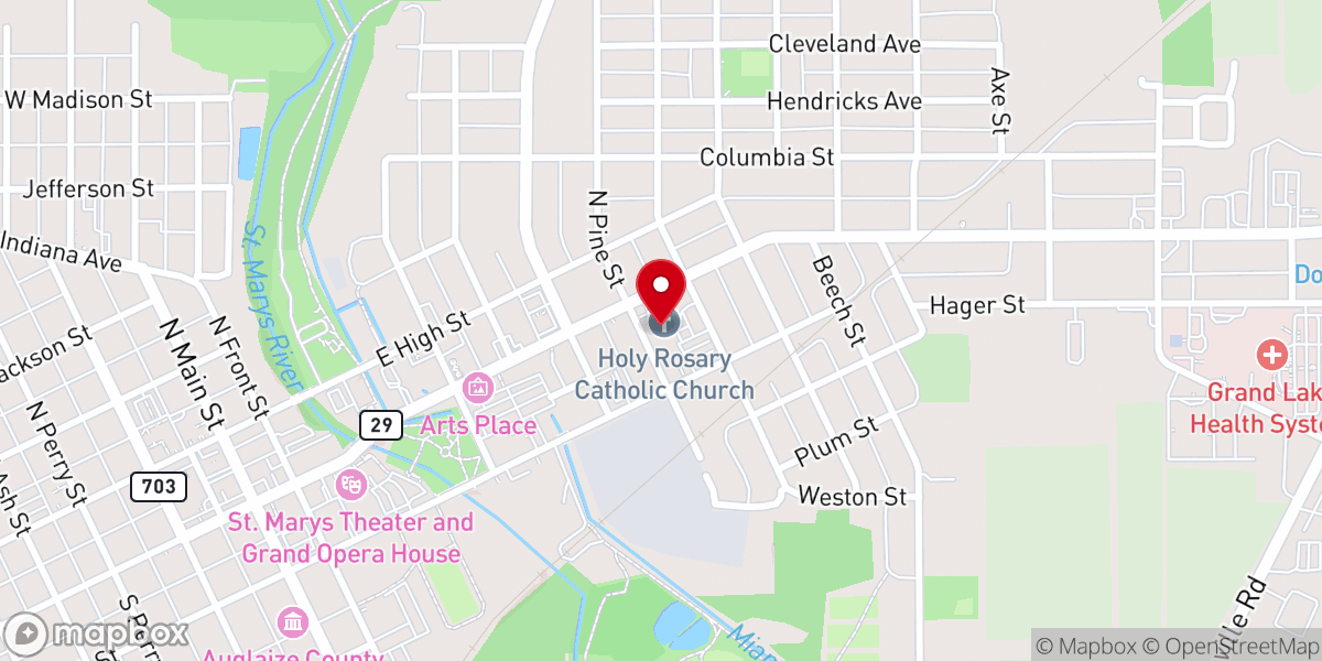 Map showing location of Holy Rosary Church & School
