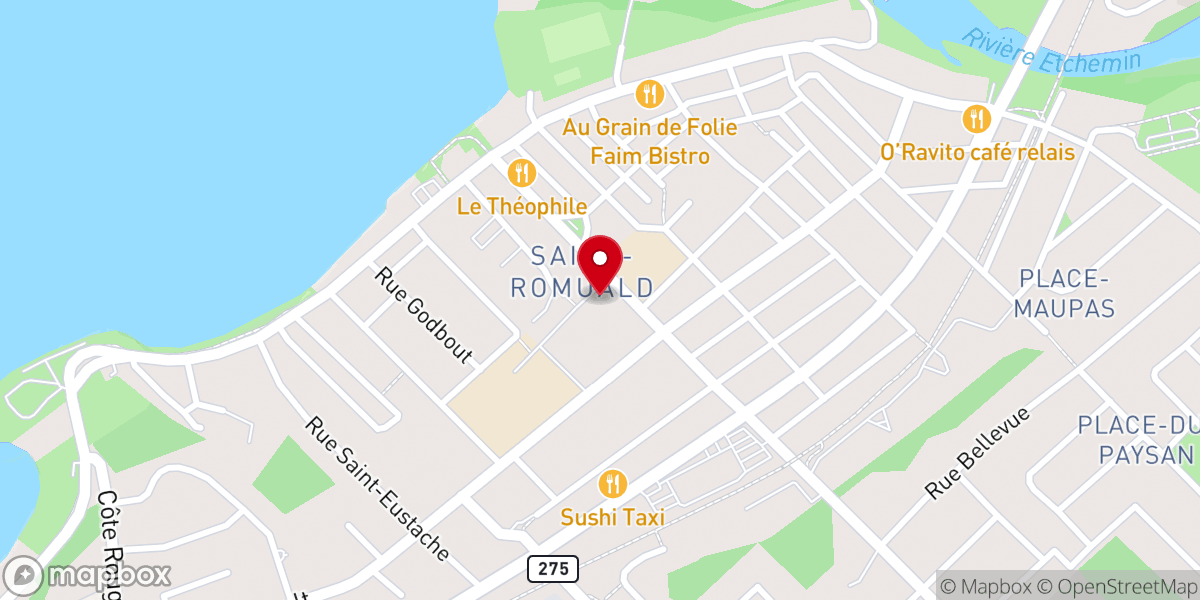Map showing location of St. Romuald Church
