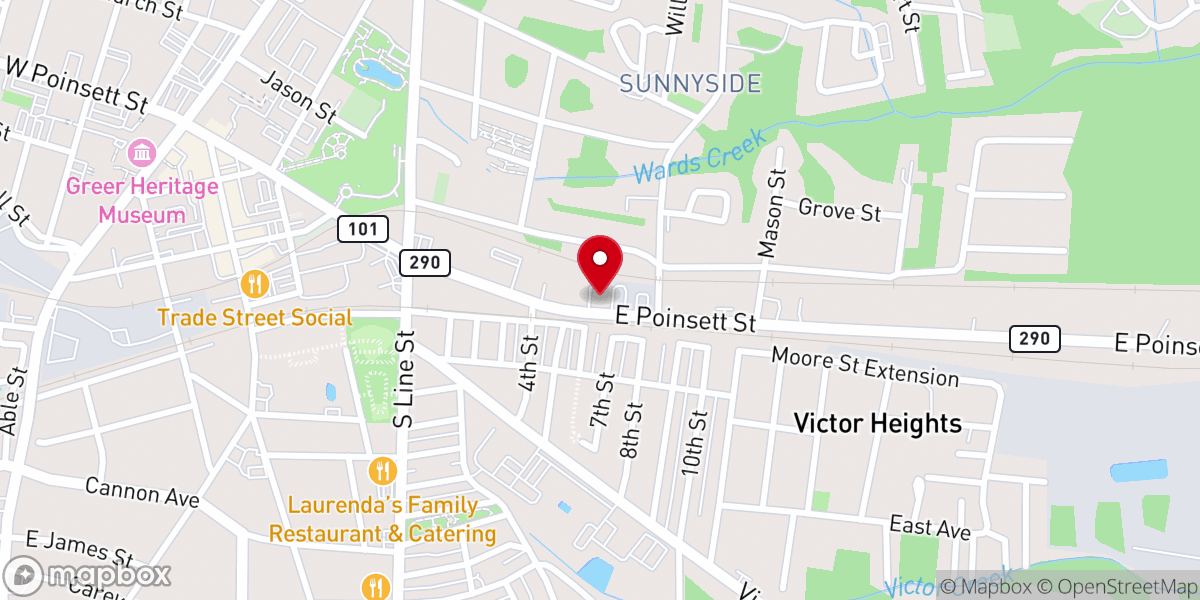 Map showing location of Daily Bread Ministries-Greer Soup Kitchen