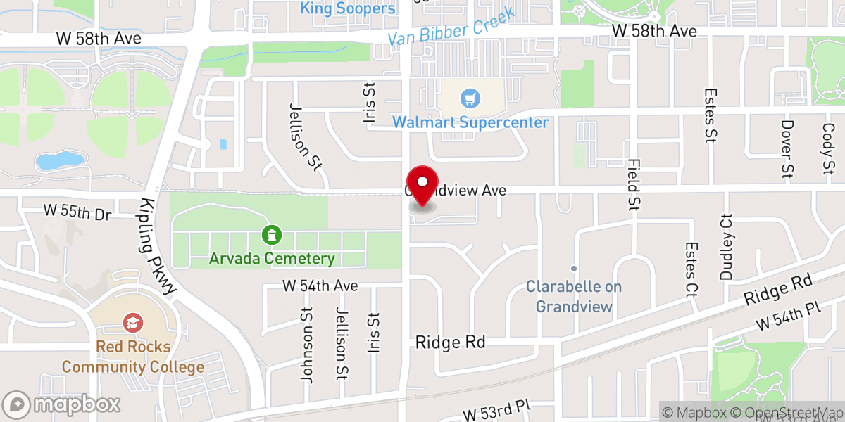 Map showing location of Arvada Presbyterian Church