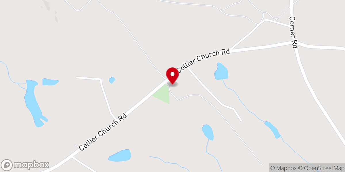Map showing location of Collier Baptist Church