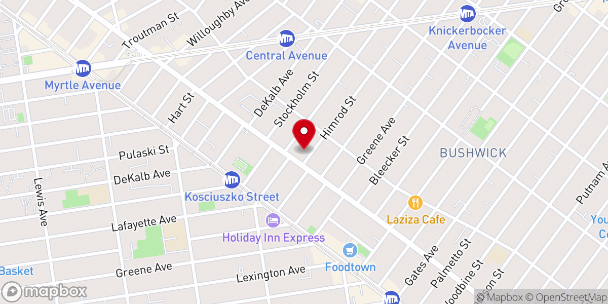 Map showing location of South Bushwick Reformed Church