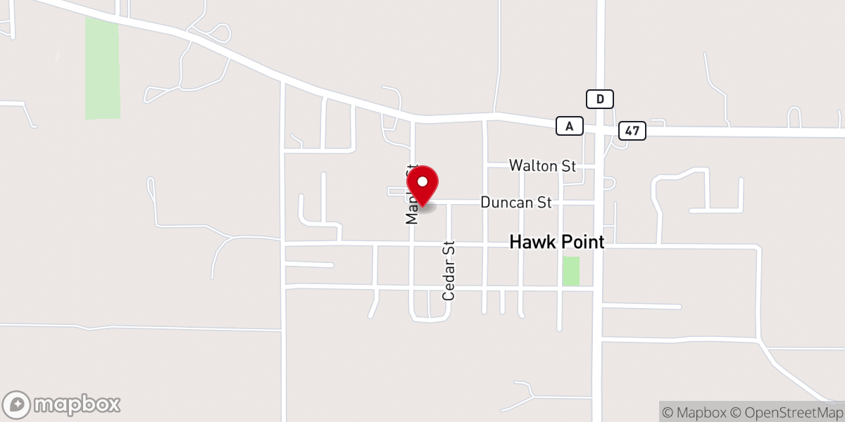 Map showing location of Hawk Point Community Church
