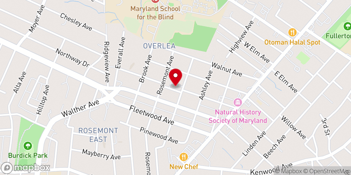 Map showing location of Overlea United Methodist Church