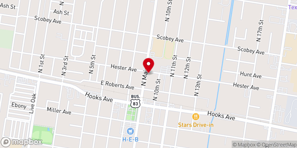 Map showing location of North Main Church of Christ