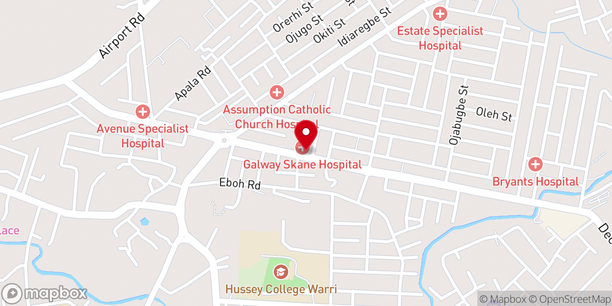 Map showing location of Avenue Baptist Church, Warri