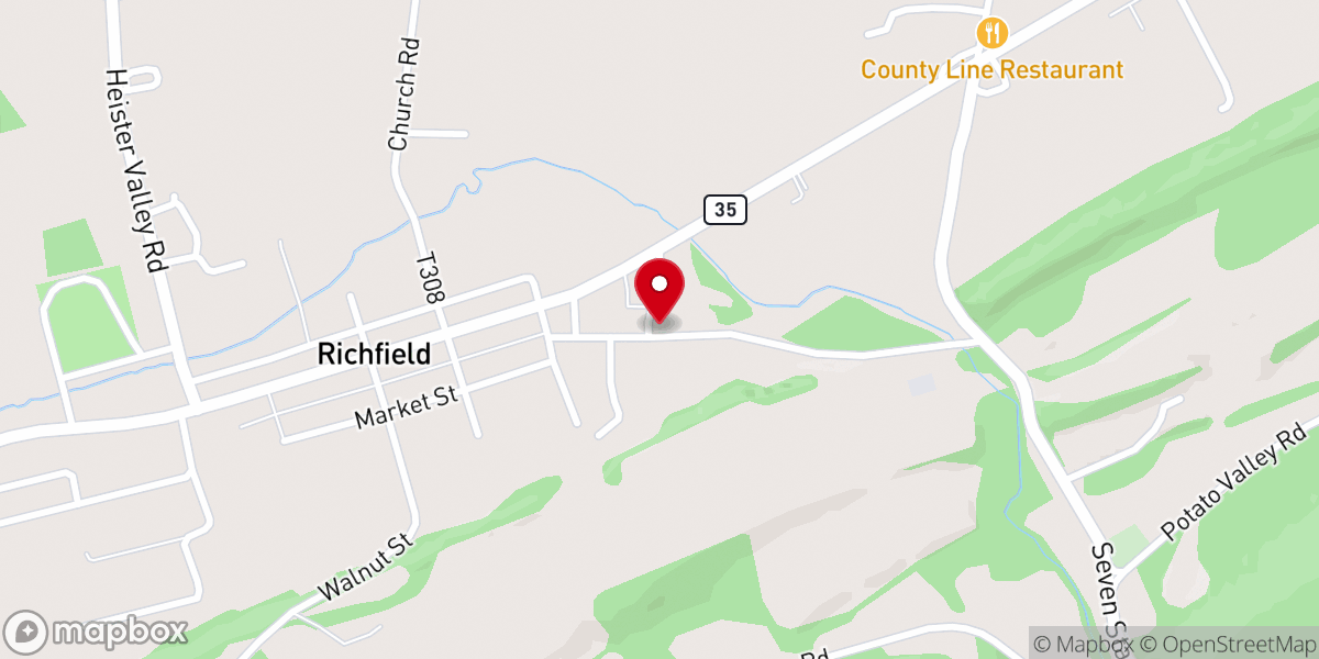 Map showing location of Richfield Church