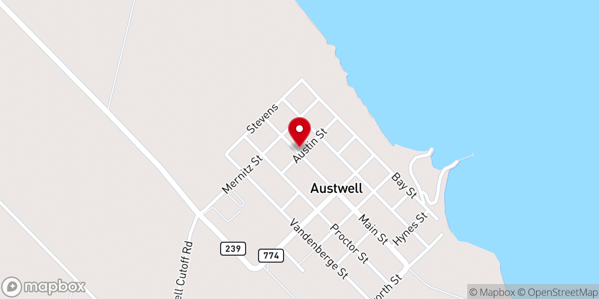 Map showing location of Austwell United Methodist Church building
