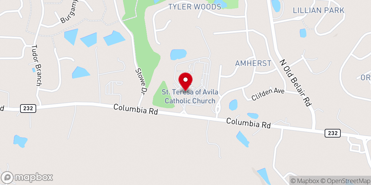 Map showing location of St Teresa of Avila Catholic