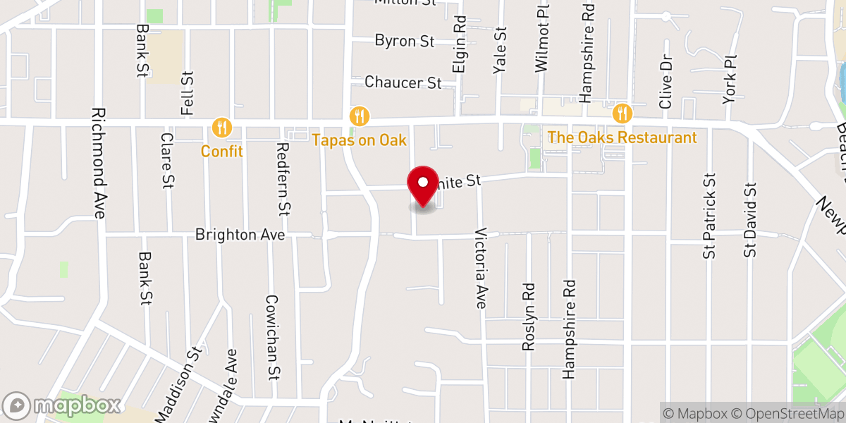 Map showing location of Oak Bay United Church