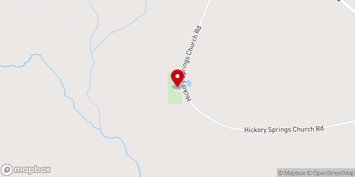 Map showing location of Hickory Springs Baptist Church