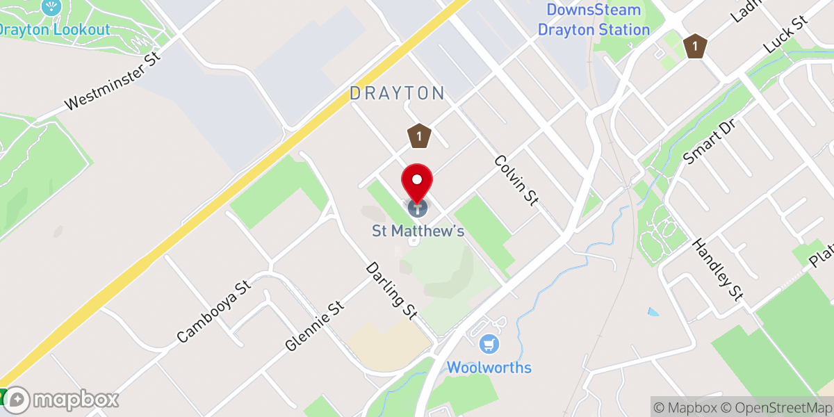 Map showing location of Saint Matthews Anglican Church