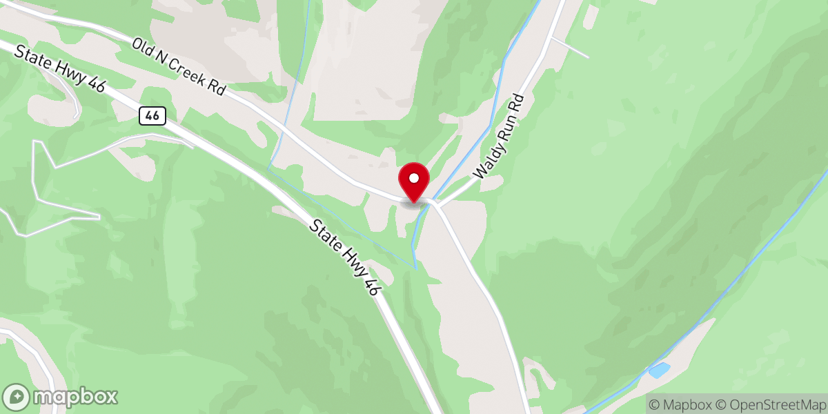 Map showing location of North Creek Chapel