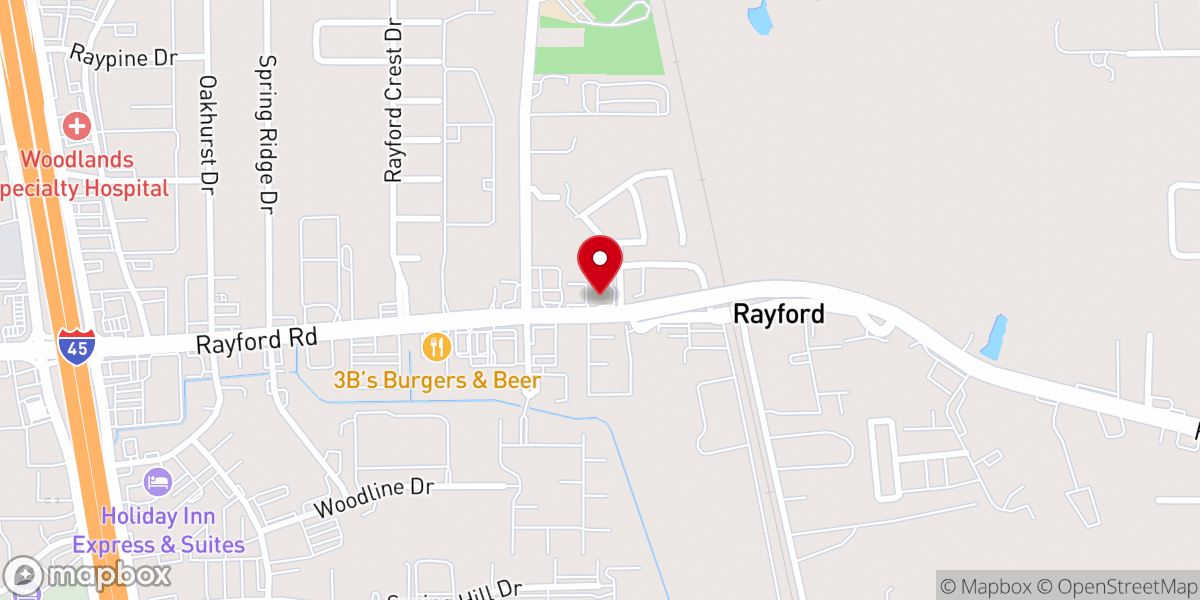 Map showing location of The Woodlands Community Church