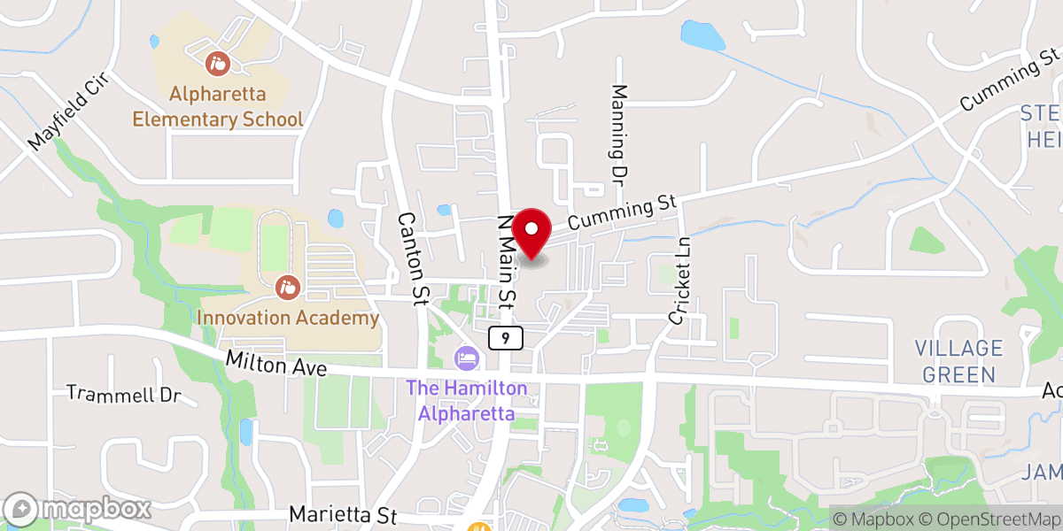 Map showing location of Alpharetta Methodist Church