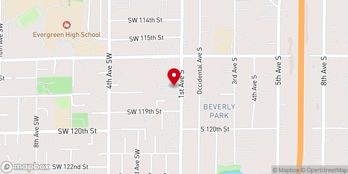 Map showing location of Beverly Park Baptist Church