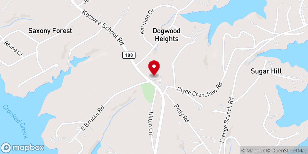 Map showing location of New Hope Baptist Church
