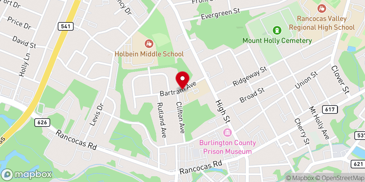 Map showing location of Sacred Heart Parish Parking
