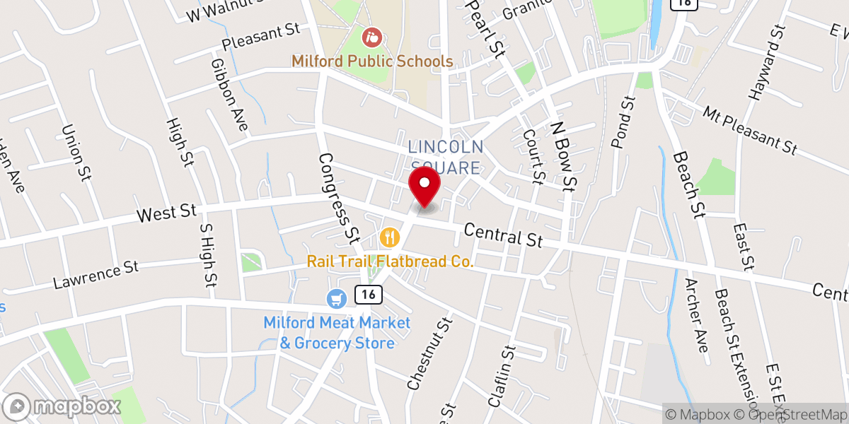 Map showing location of Milford Assembly of God Church