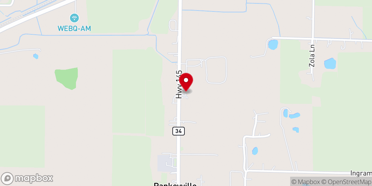 Map showing location of Pankeyville Baptist Church