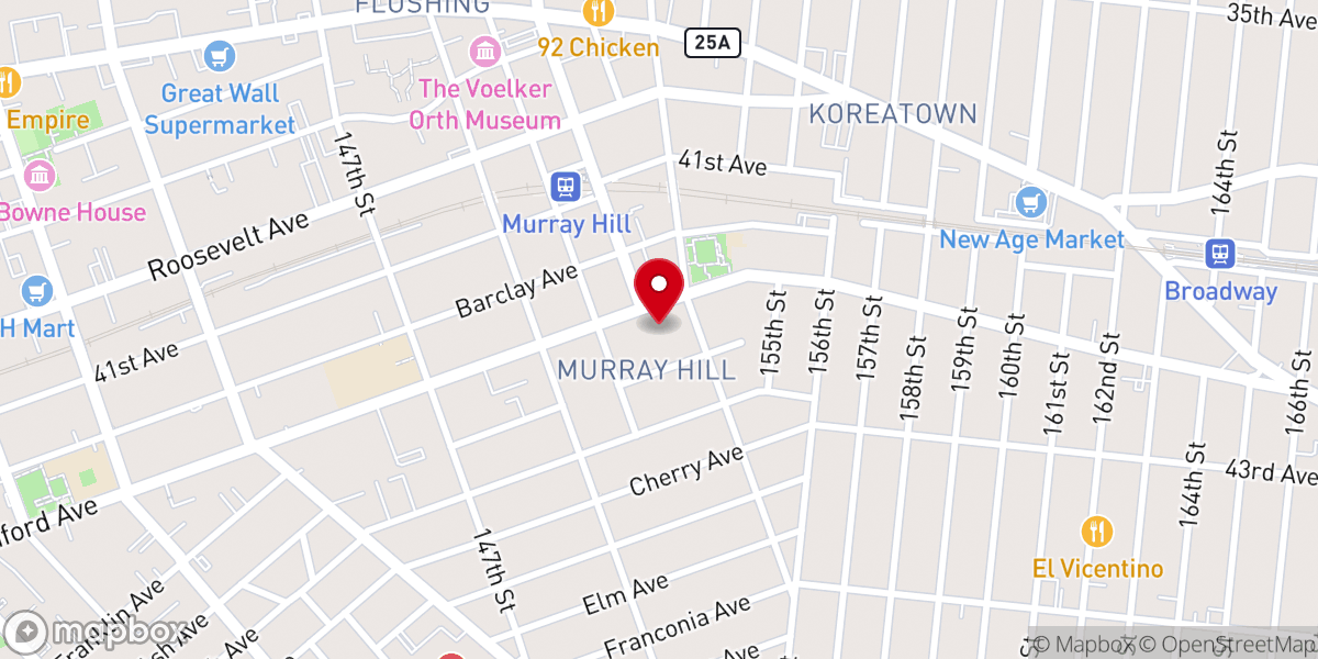 Map showing location of Iglesia de Cristo en flushing