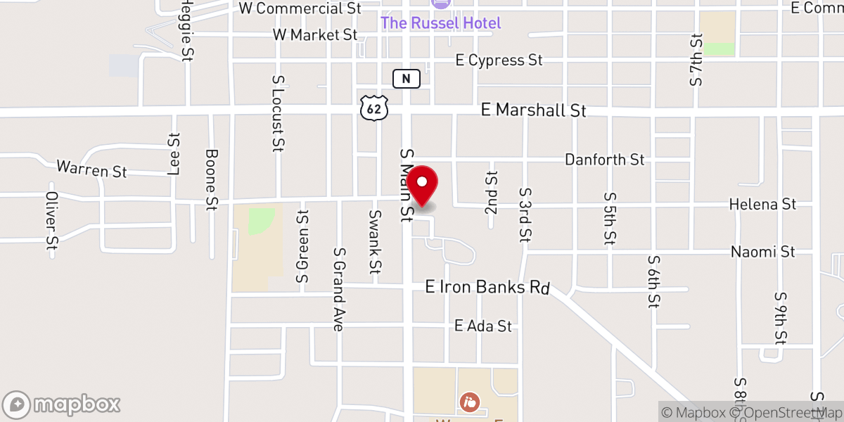 Map showing location of Assembly of God Church