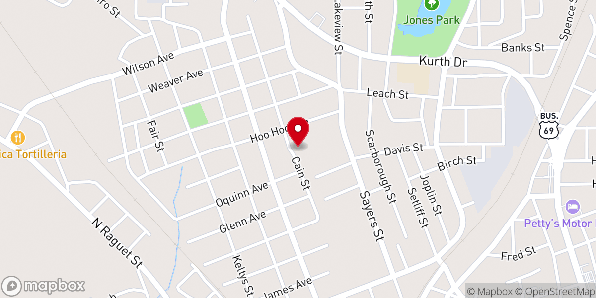 Map showing location of Divine Touch Ministries of East Texas