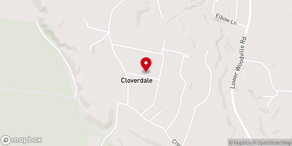 Map showing location of Cloverdale Baptist Church