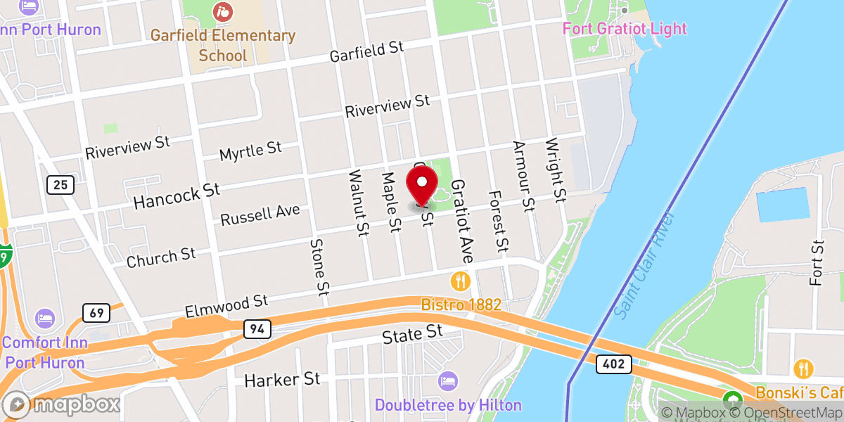 Map showing location of Gratiot Park Methodist Church