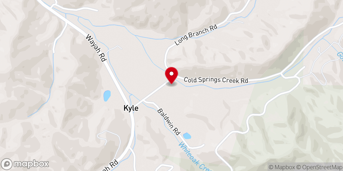 Map showing location of Whiteoak Flats Church