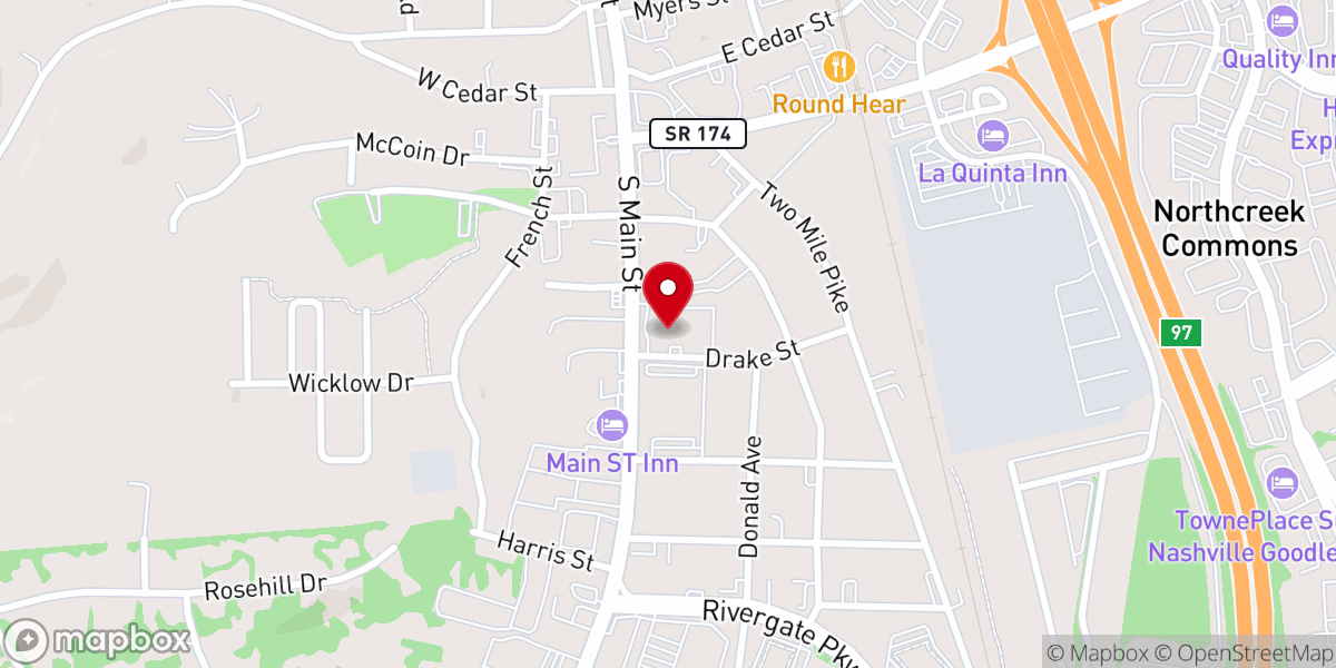 Map showing location of Goodlettsville Church