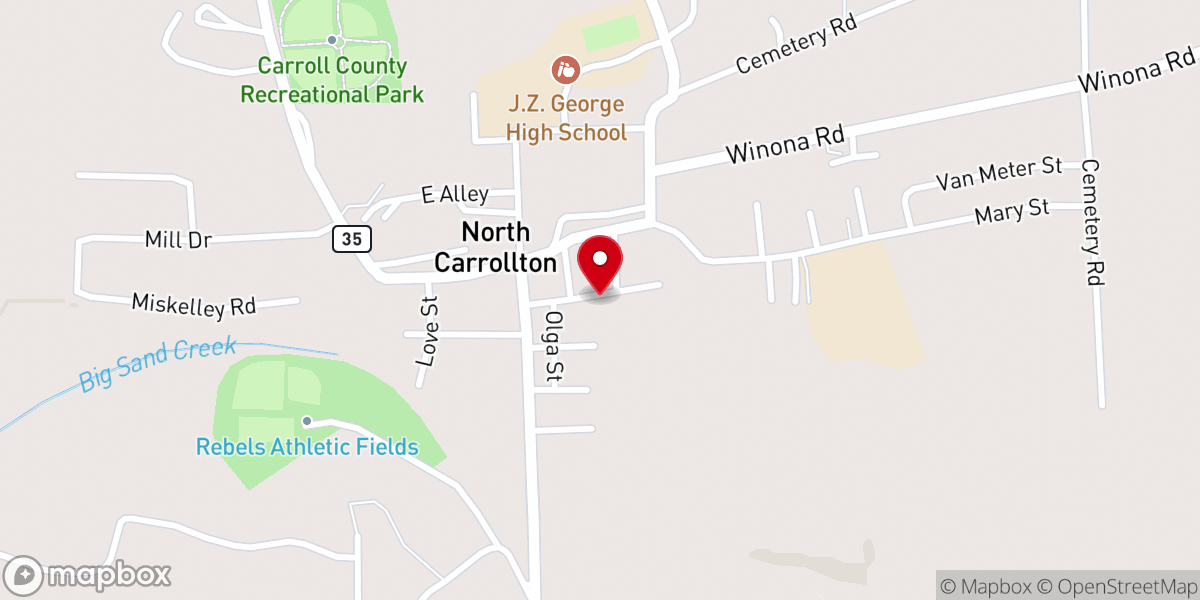 Map showing location of North Carollton United Methodist