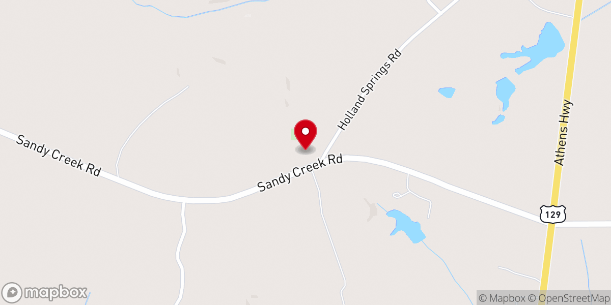Map showing location of Holland Springs Baptist Church