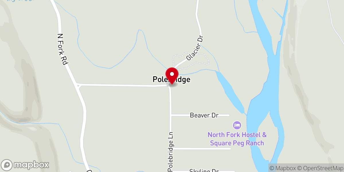 Map showing location of Polebridge Mercantile & Bakery