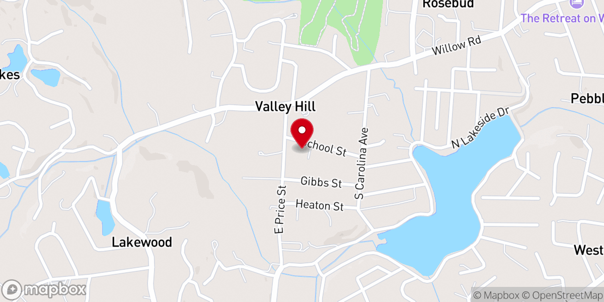 Map showing location of Valley Hill Baptist Church