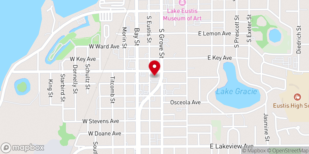 Map showing location of First United Methodist Church of Eustis
