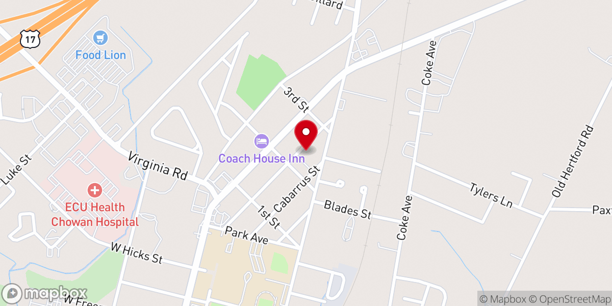 Map showing location of Edenton Church of God