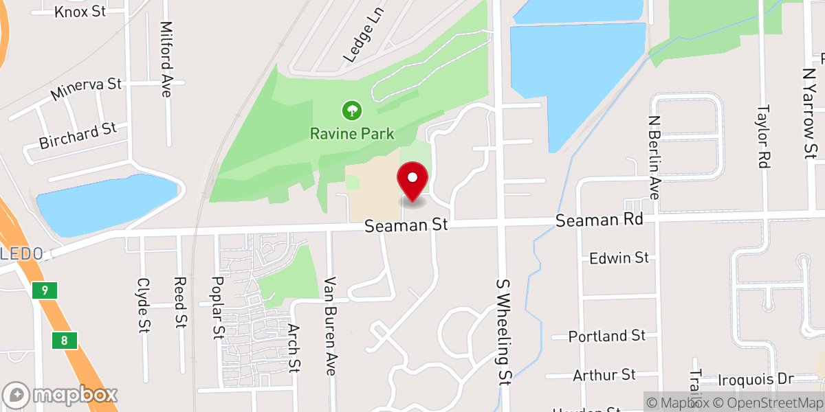 Map showing location of First Saint Johns Lutheran Church