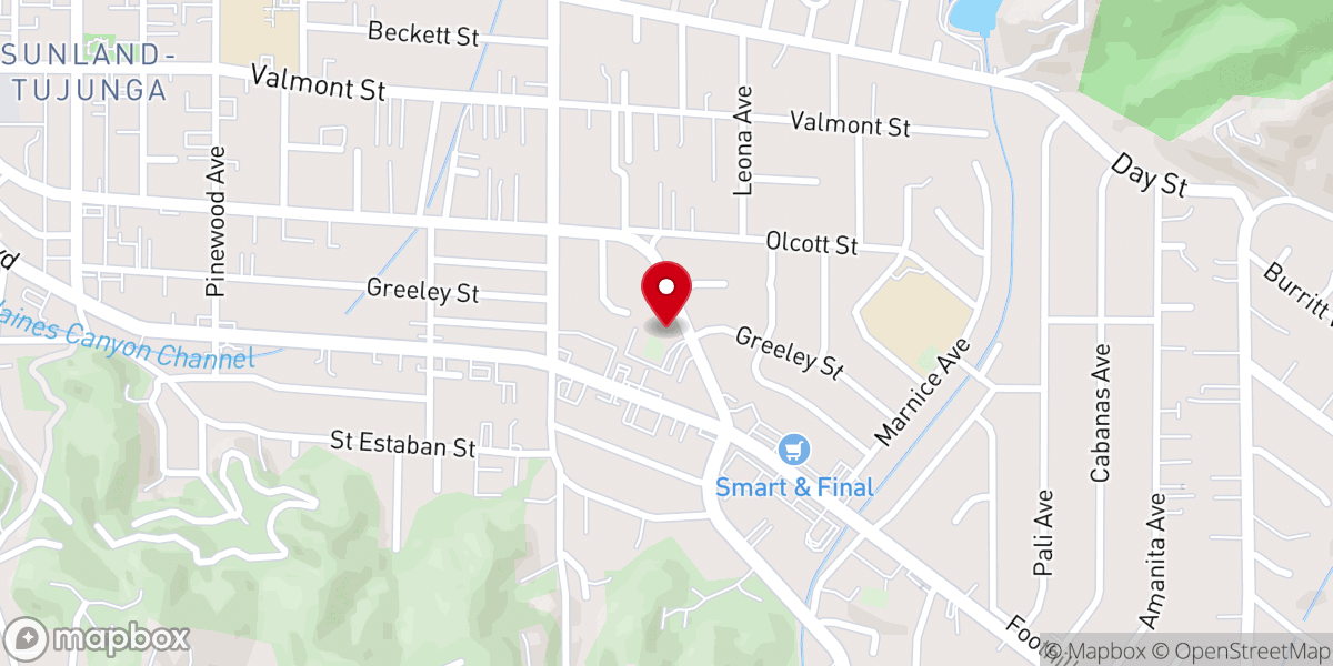 Map showing location of Tujunga Methodist Church